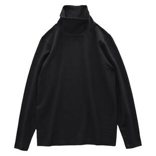 复古三本针高弹力修身长袖T恤男上衣薄款内搭白t黑色高领打底衫男