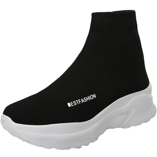 睿登袜子鞋女网红鞋2025冬季网面透气潮鞋高帮弹力运动短靴袜子鞋