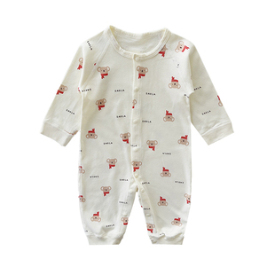 新生儿婴儿衣服纯棉早秋幼儿小月龄男女宝宝连体衣春秋款睡衣爬服