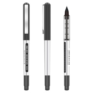 得力广告笔定制logo可印刷定做盖帽黑色走珠笔快干油墨 拔帽式商务直液式中性笔水笔 公司礼品笔订制60支起订