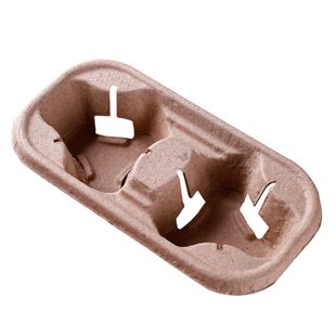 咖啡杯托一次性瓦楞纸浆打包外卖2杯4杯饮料奶茶杯托白色加厚拆卸