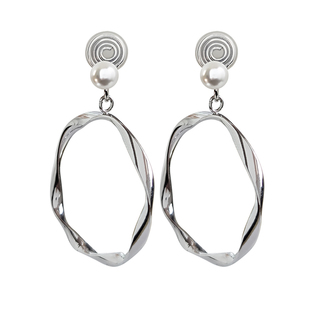 新款素圈麻花无耳洞耳夹女免打洞珍珠耳饰光面大圆环耳坠无洞耳环