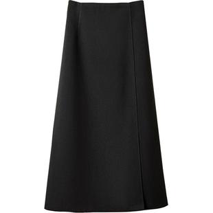 她池高腰半身裙2026春装新款女装时尚简约开衩气质通勤过膝中长裙