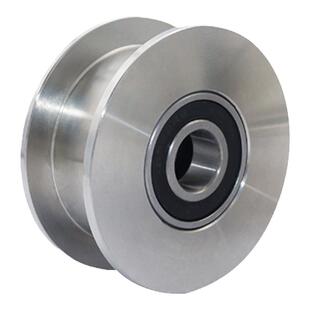 双轴承无动力滚筒带挡边滚轮带轮V型U型皮带轮轨道导向钢丝定滑轮