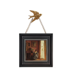 法式古典艺术复古飞鸟挂画客厅小众餐厅中古风卧室装饰画玄关壁画