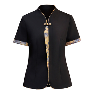 衣研堂新款中式餐厅服务员工作服短袖夏季服装酒店包间火锅店夏装
