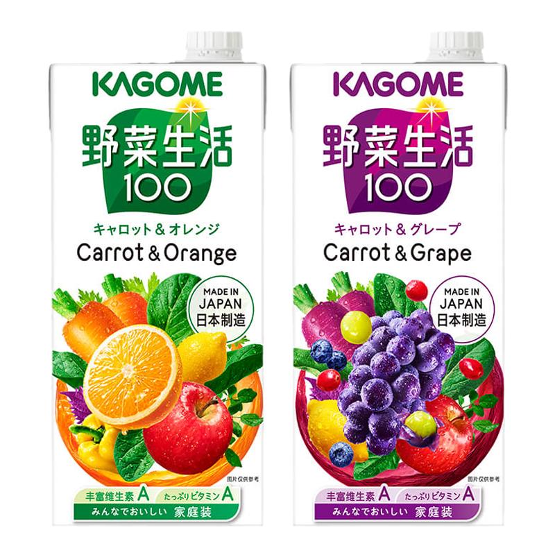 【任选2瓶】kagome可果美果蔬汁野菜生活葡萄味橙味家庭装1L/瓶