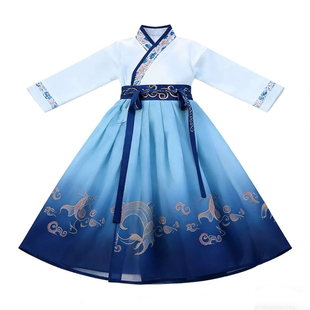 汉服男童侠客风六一新款国学演出服中国风朗诵表演服书生武侠古装