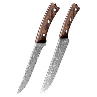 屠宰专用剔骨刀大马士革钢小刀杀猪专用刀水果刀屠夫剥皮刀分割刀