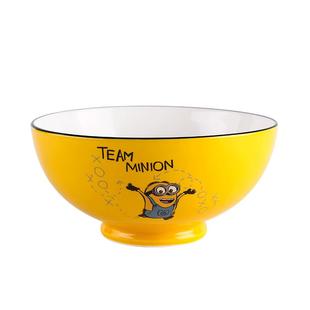 小黄人儿童双耳碗吃饭专用碗盘子餐具面碗汤碗陶瓷碗家用可爱饭碗