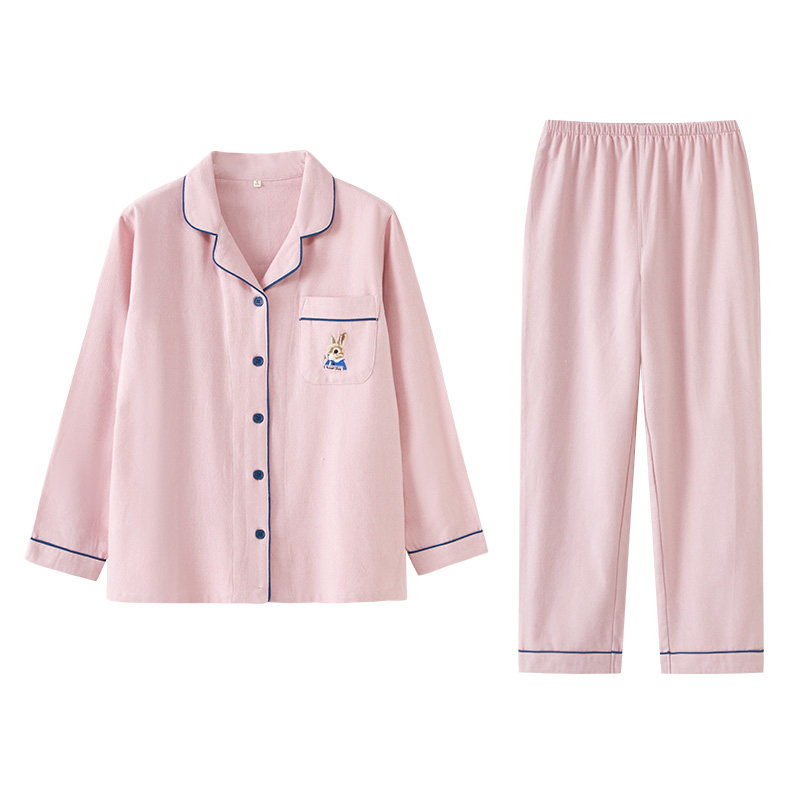 100%全棉绒布春秋情侣家居服套装