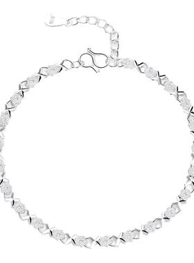 999足银时尚交织花手链