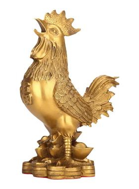 金鸡招财工艺品纯黄铜吉祥物