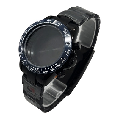 迪通拿蓝宝表壳适配VK63石英计时机芯钢圈陶瓷圈口微调扣胶带钢带