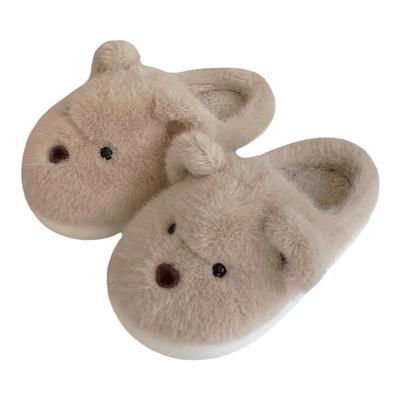 细细条软萌小熊保暖居家棉拖鞋