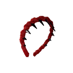 新年红色毛绒发箍女2026新款高级感冬头箍高颅顶带齿防滑发卡头饰