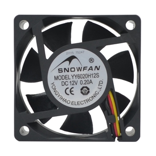 SNOWFAN 6CM6020电脑CPU电源机箱直流12V散热风扇主板3P支持测速