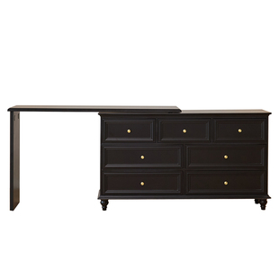 法式复古实木梳妆台斗柜一体主卧室美式转角床尾柜一体伸缩化妆桌