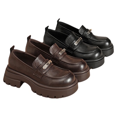 达芙妮英伦厚底增高一脚蹬乐福鞋