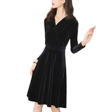 金丝绒连衣裙秋冬2020新款晚礼服1