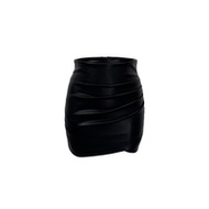 Babes【警戒线2.0】大码百搭高腰压褶显瘦不规则修身包臀半身皮裙