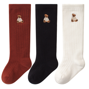 喜得瑞儿童袜子春秋纯棉女童韩版过膝长筒袜宝宝松口不勒腿小腿袜