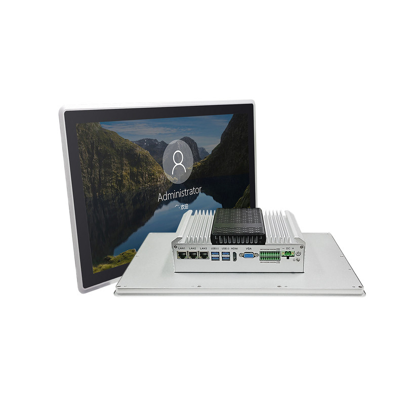 英康仕嵌入式x86工控一体机多接口丰富扩展工业平板2*双通道DDR4