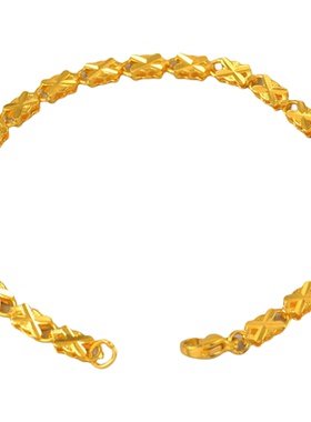 洗手洗澡不用摘~素金手链简约百搭镀24K金色十字兔头仿真黄金手链