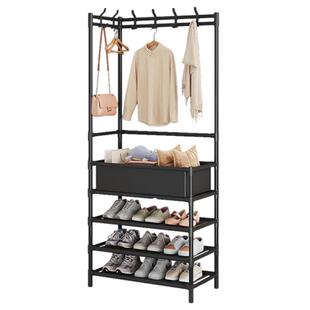 鞋架子衣帽架一体入户门口多层简易防尘家用宿舍出租房用收纳鞋柜