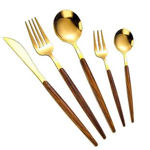 北欧西餐牛排刀叉勺家用餐具仿木纹ins风三件套装不锈钢餐刀餐叉