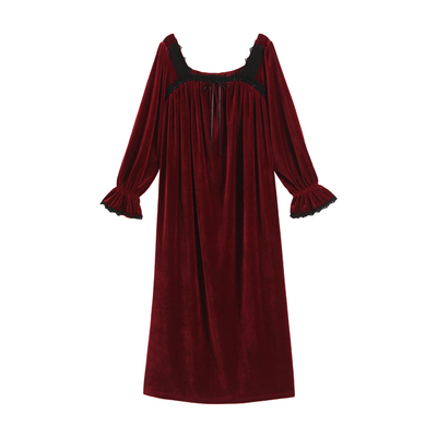 金丝绒睡裙长款加绒睡衣长裙