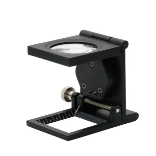 沪镜10倍三折叠式放大镜金属框带灯刻度高清布料古玩织物照布镜