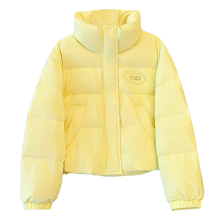 柠檬黄色多巴胺立领羽绒服女装2025巨好看的冬季新款保暖加厚外套