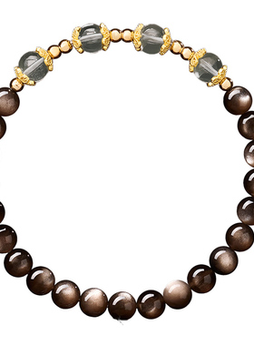 【转运水晶】黑曜石绿幽灵手串