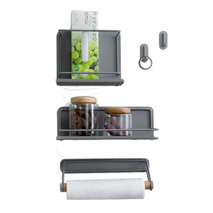 JZ几致北欧风格磁性冰箱收纳置物架厨房磁吸纸巾架免打孔挂钩