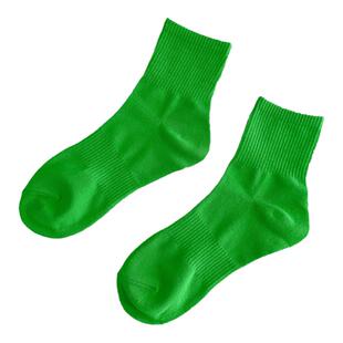 彩色女夏季薄绿色运动袜子女款中筒男款短袜ins男纯棉荧光多巴胺