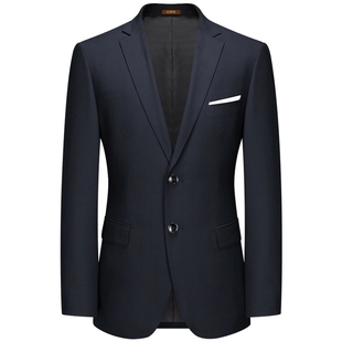 吉约蒙羊毛西服套装男高级感商务正装外套修身藏青色新郎结婚西装