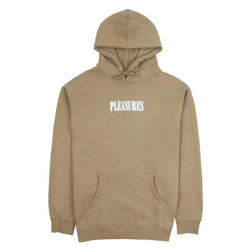 现货正品PLEASURES幻影LOGO美潮卡其色套头连帽卫衣宽松帽衫秋冬