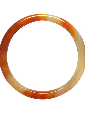 天然原色飘花玛瑙手镯圆条汉服