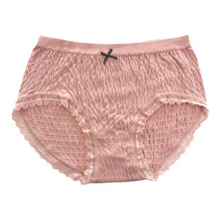 曼丽妃秀女士纯色内裤莫代尔透气无缝一体甜美蕾丝边三角短裤562