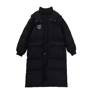 韩剧女主学院风黑色连帽棉衣棉服女冬2025年新款中长款学生面包服