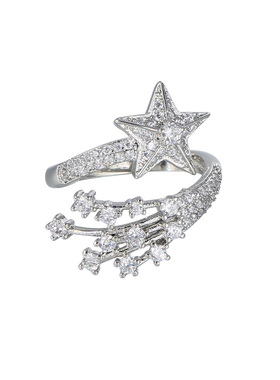 花迹开口可调节星星戒指女