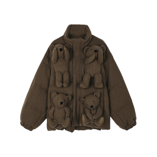 UOOYAA/乌丫2025冬季新款「伤心小熊」半立体玩偶羽绒服