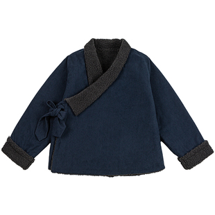 中国风男装冬季加厚加绒唐装古风藏袍斜襟汉服外套新中式保暖棉衣