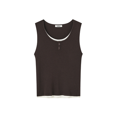 indicia标记商场同款2025秋新撞色假两件设计针织背心F2C5BX409C