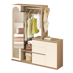 家用卧室衣柜挂衣架斗柜一体靠墙床头床尾收纳柜衣帽架定制A84