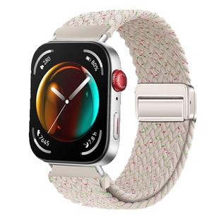 新品适用华为FIT4手表表带高级感尼龙编织FIT3磁吸扣透气男女生fit4pro回环式huawei秋冬女款酒红色百搭小众