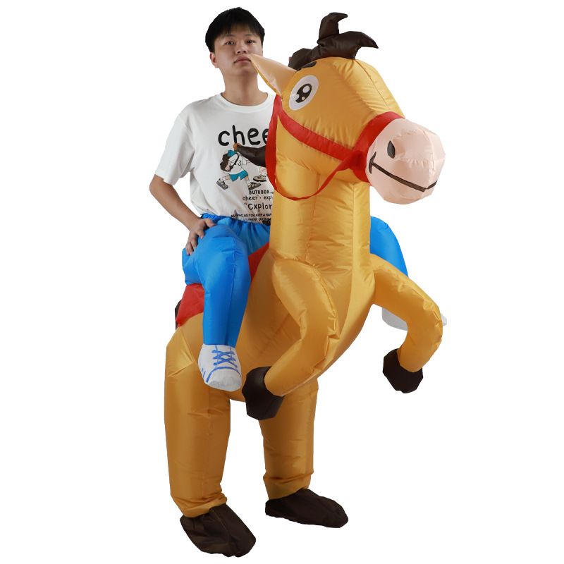 跨境新品骑行马充气服爵士服装马派对卡通表演活动充气服人偶道具