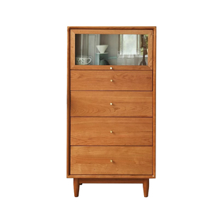 全实木五斗柜储物柜定制日式沙发边柜卧室抽屉柜客厅五斗橱储藏柜