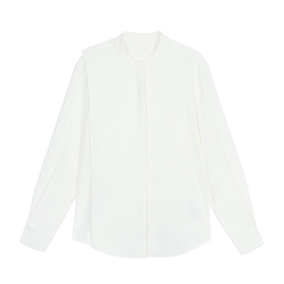 NEVA HU 罗马画报 高级飘带小立领衬衫女设计感绑带气质长袖衬衣